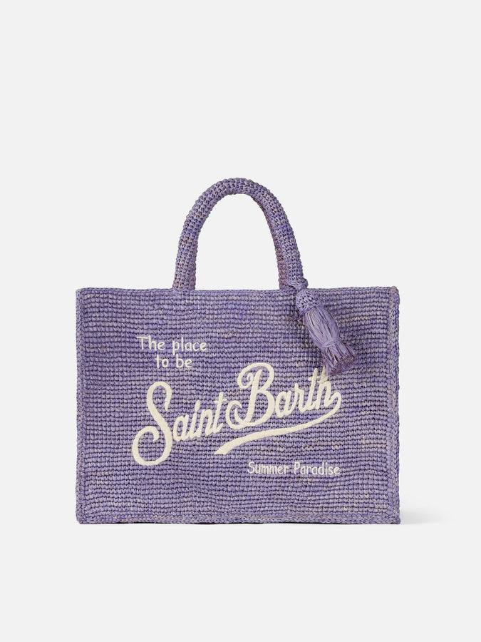 Mc2 Saint Barth Borsa a mano Colette in rafia lilla con ricami