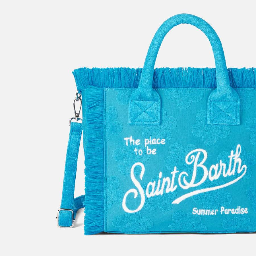 Mc2 Saint Barth Borsa A Mano Colette In Spugna Bluette Con Motivo A Margherite In Rilievo