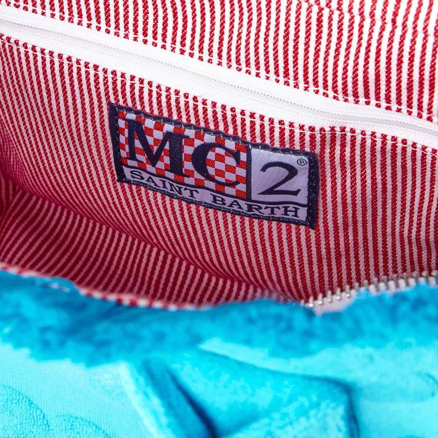 Mc2 Saint Barth Borsa A Mano Colette In Spugna Bluette Con Motivo A Margherite In Rilievo