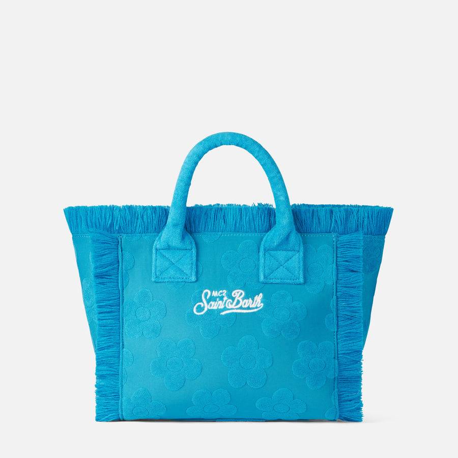 Mc2 Saint Barth Borsa A Mano Colette In Spugna Bluette Con Motivo A Margherite In Rilievo