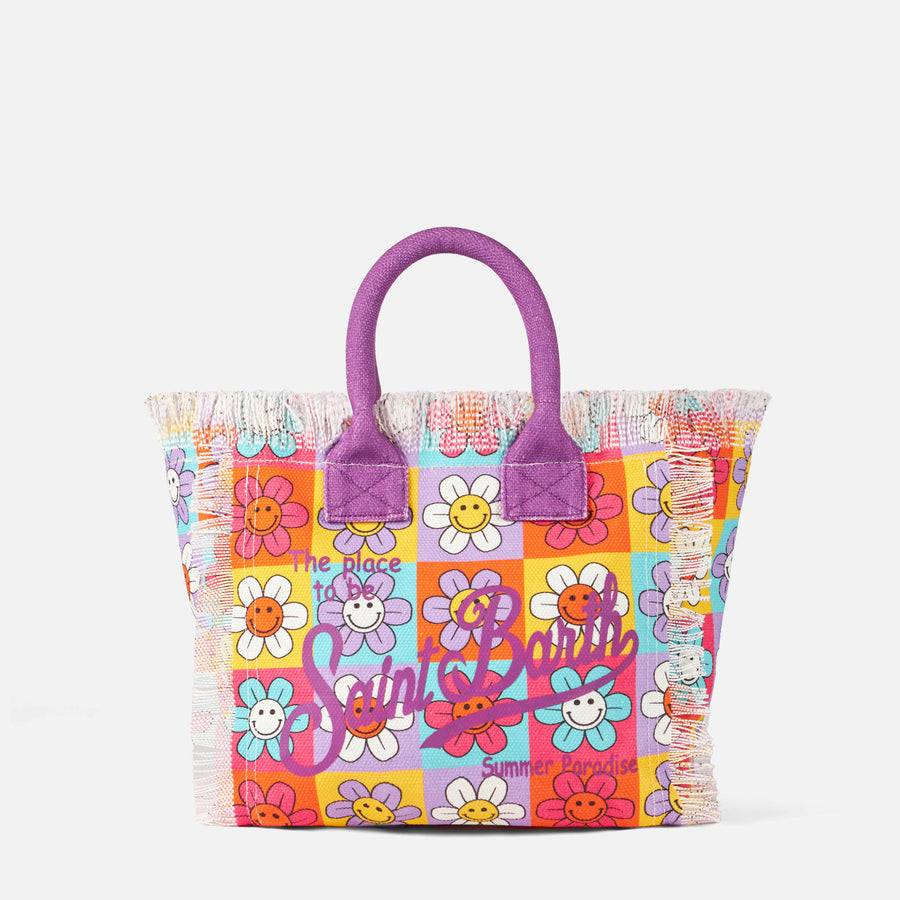 Mc2 Saint Barth Borsa A Mano Colette In Tela Con Stampa Margherite Sorridenti