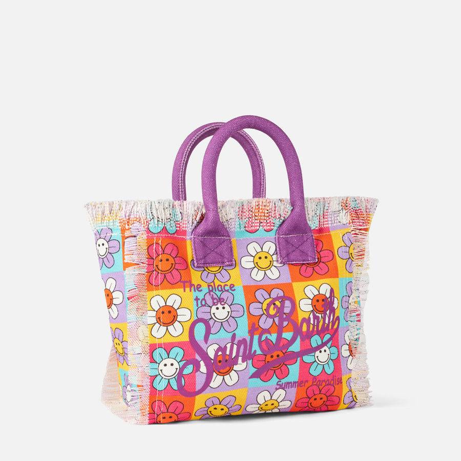 Mc2 Saint Barth Borsa A Mano Colette In Tela Con Stampa Margherite Sorridenti