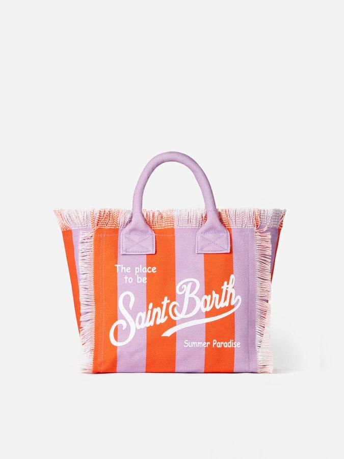 Mc2 Saint Barth Borsa a mano Colette in tela di cotone a righe lilla e rosse