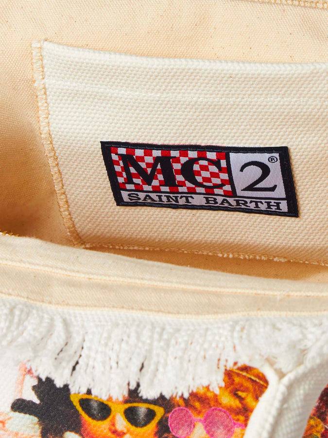 Mc2 Saint Barth Borsa A Mano Colette In Tela Di Cotone Bianca Con Stampa Angeli Fiorucci | FIORUCCI SPECIAL EDITION