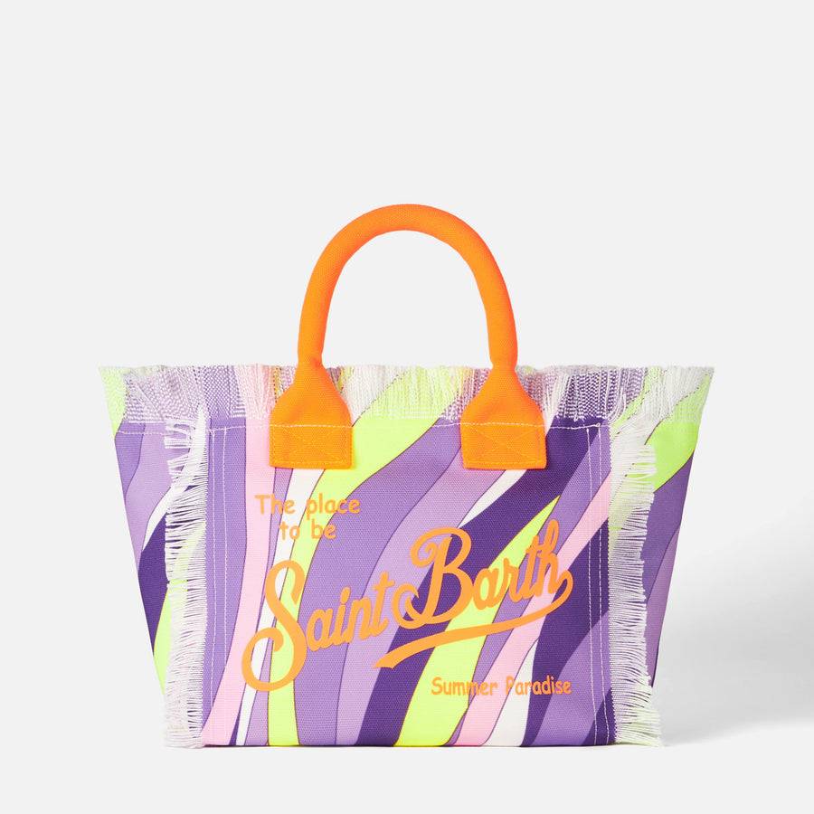 Mc2 Saint Barth Borsa A Mano Colette In Tela Di Cotone Multicolore Con Stampa Onde