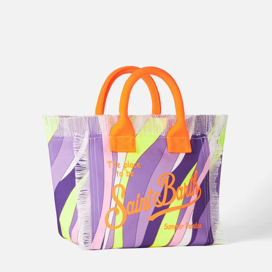 Mc2 Saint Barth Borsa A Mano Colette In Tela Di Cotone Multicolore Con Stampa Onde