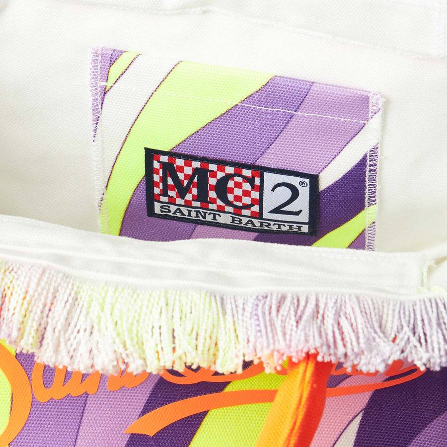 Mc2 Saint Barth Borsa A Mano Colette In Tela Di Cotone Multicolore Con Stampa Onde