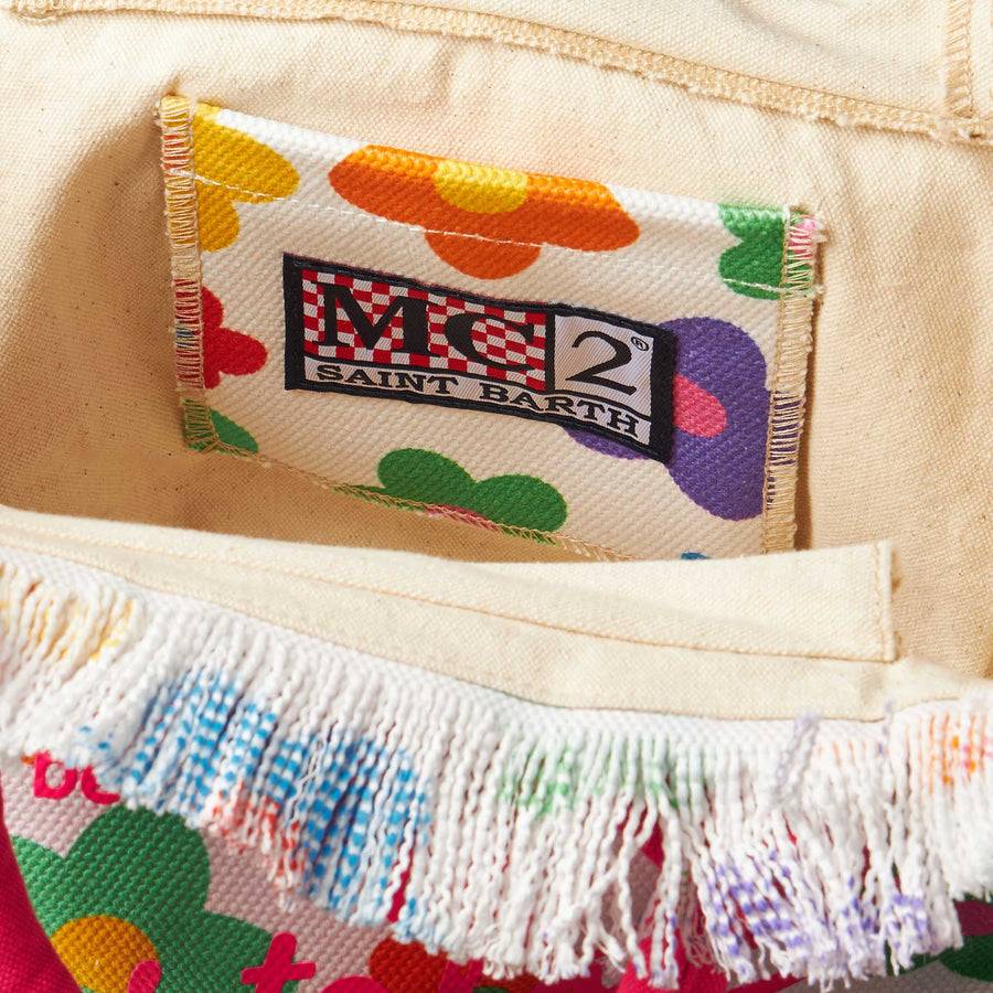 Mc2 Saint Barth Borsa A Mano Colette In Tela Di Cotone Multicolore Con Stampa Fiori
