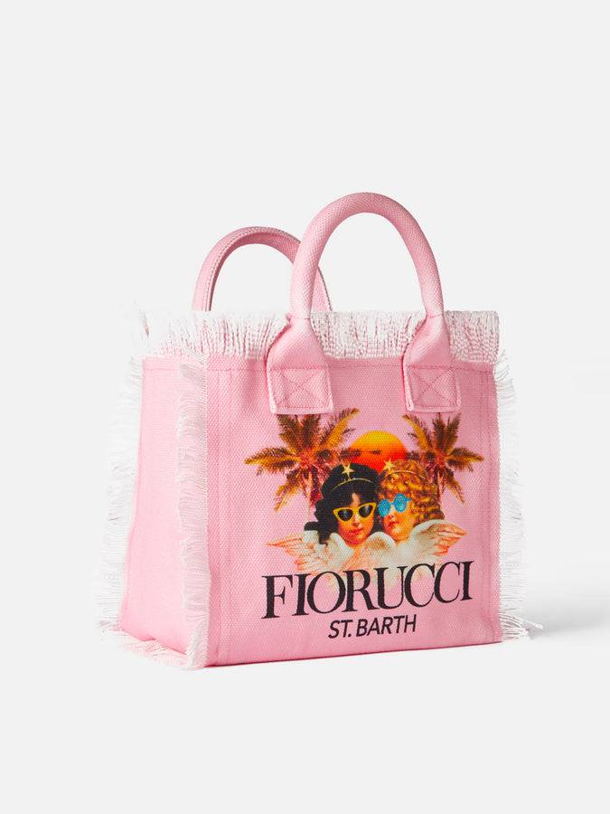 Mc2 Saint Barth Borsa A Mano Colette In Tela Di Cotone Rosa Con Stampa Angeli Fiorucci | FIORUCCI SPECIAL EDITION