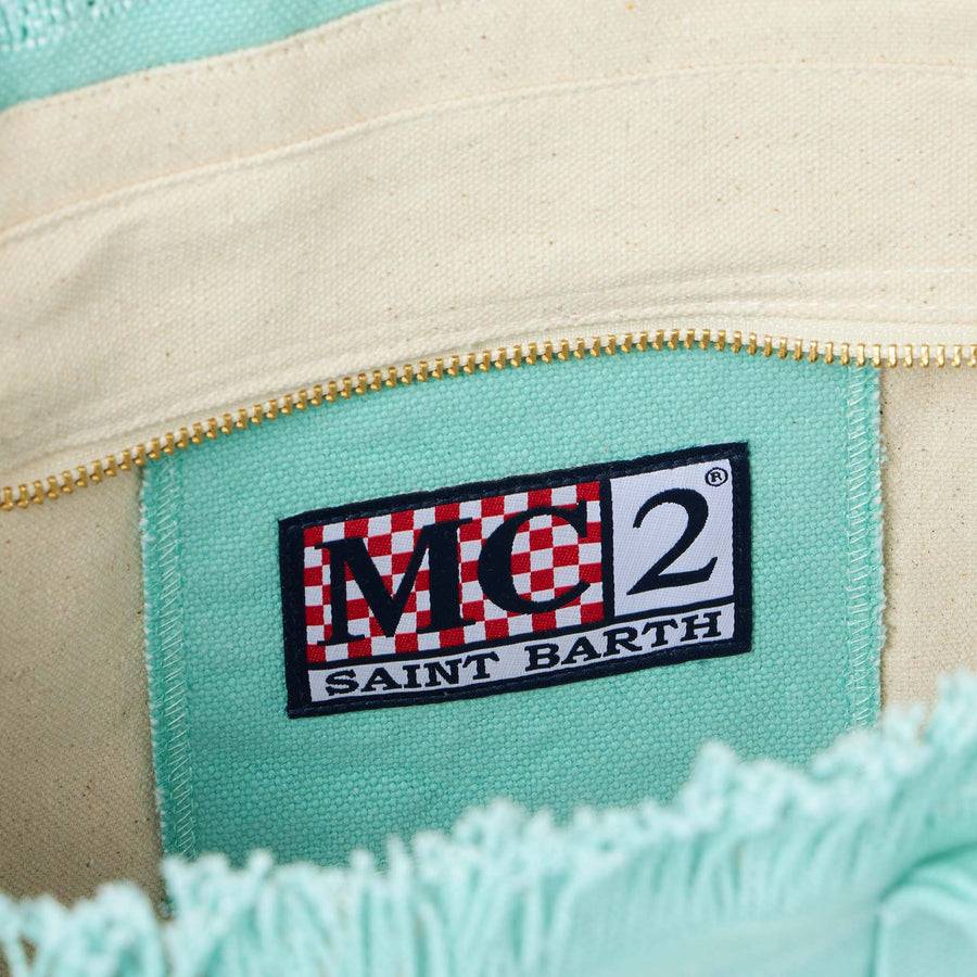Mc2 Saint Barth Borsa A Mano Colette In Tela Di Cotone Verde Acqua