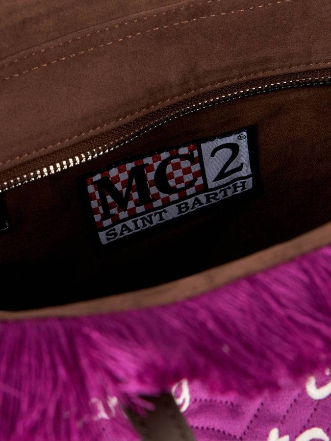 Mc2 Saint Barth Borsa A Mano Colette In Velluto Trapuntato Fucsia Con Frange