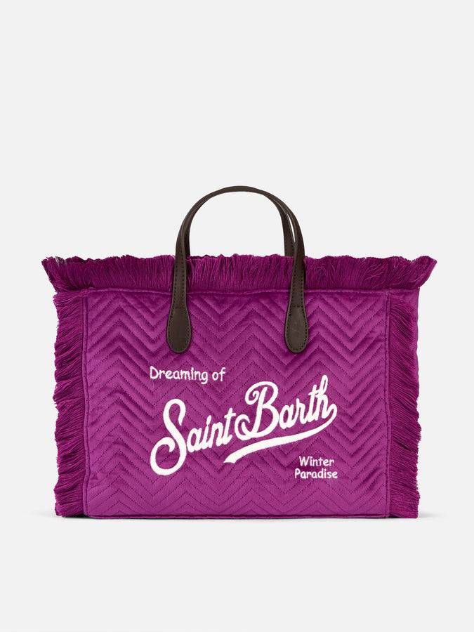 Mc2 Saint Barth Borsa a mano Colette in velluto trapuntato fucsia con frange