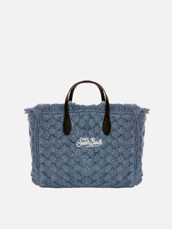 Mc2 Saint Barth Borsa A Mano Colette Intrecciata In Lana Azzurra