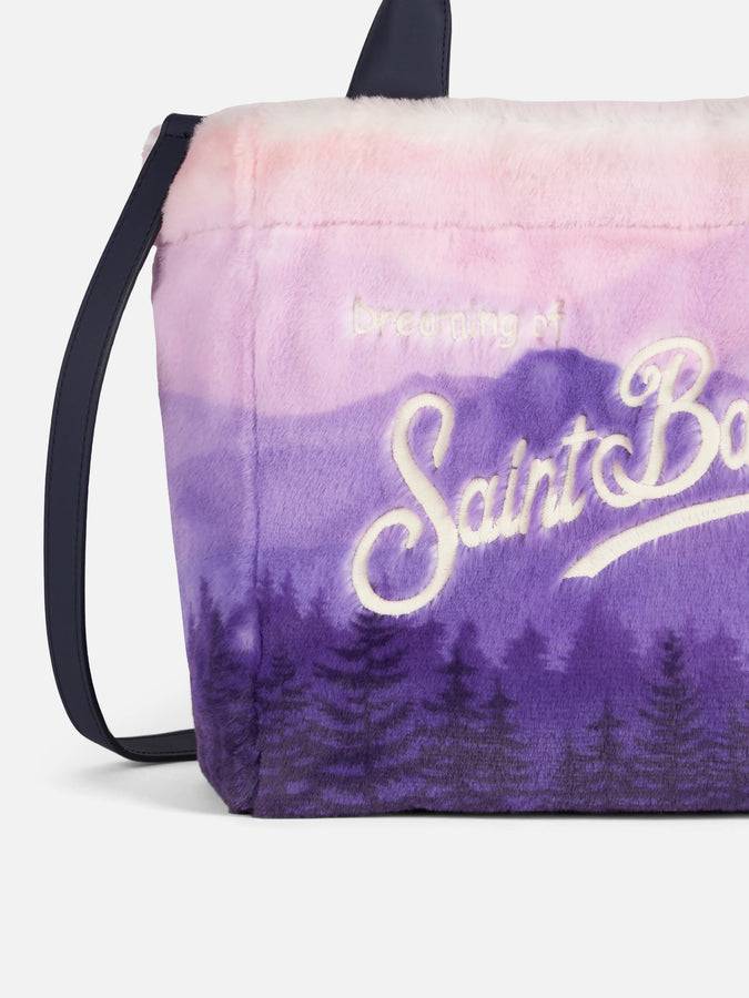 Mc2 Saint Barth Borsa A Mano Colette Morbida E Pelosa Con Stampa Jacquard Da Cartolina
