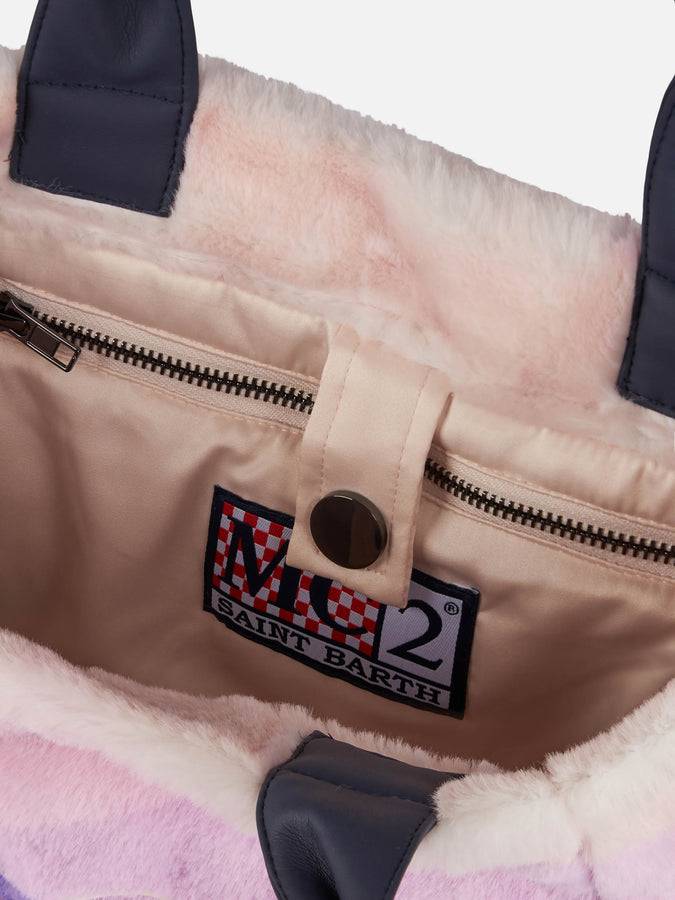 Mc2 Saint Barth Borsa A Mano Colette Morbida E Pelosa Con Stampa Jacquard Da Cartolina