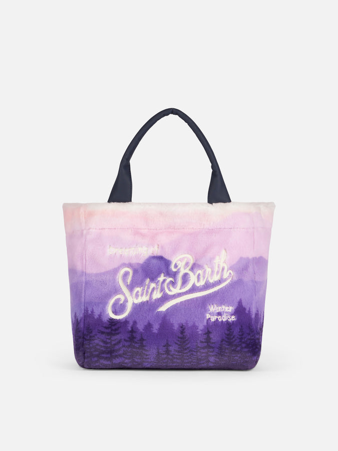 Mc2 Saint Barth Borsa a mano Colette morbida e pelosa con stampa jacquard da cartolina