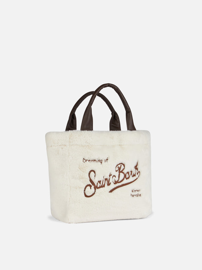 Mc2 Saint Barth Borsa A Mano Furry Bianca Colette Morbida Con Tracolla