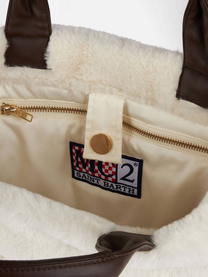Mc2 Saint Barth Borsa A Mano Furry Bianca Colette Morbida Con Tracolla