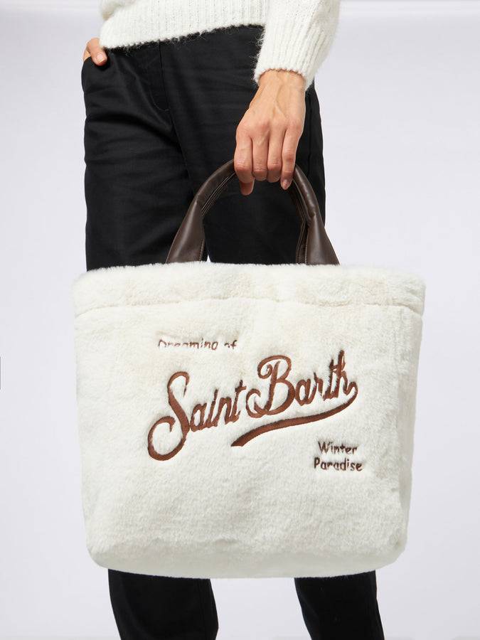 Mc2 Saint Barth Borsa A Mano Furry Bianca Colette Morbida Con Tracolla