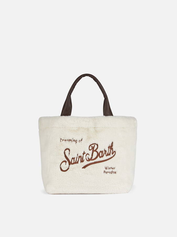Mc2 Saint Barth Borsa a mano furry bianca Colette morbida con tracolla