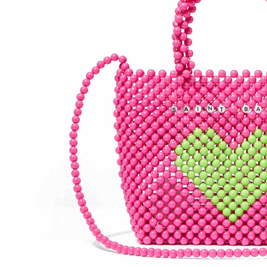 Mc2 Saint Barth Borsa A Mano Rosa Con Perline E Cuore Verde