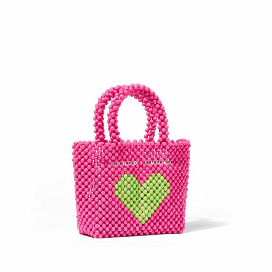 Mc2 Saint Barth Borsa A Mano Rosa Con Perline E Cuore Verde