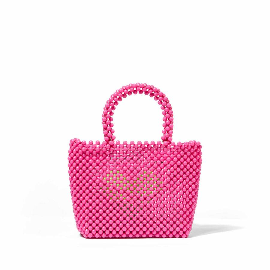 Mc2 Saint Barth Borsa A Mano Rosa Con Perline E Cuore Verde