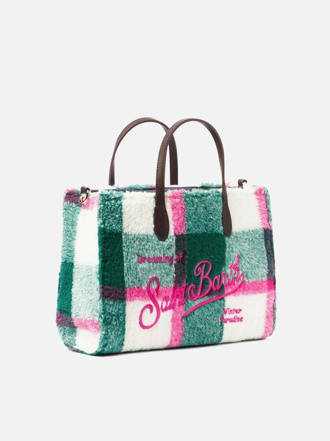Mc2 Saint Barth Borsa A Mano Vivian In Sherpa Con Stampa Check Multicolor