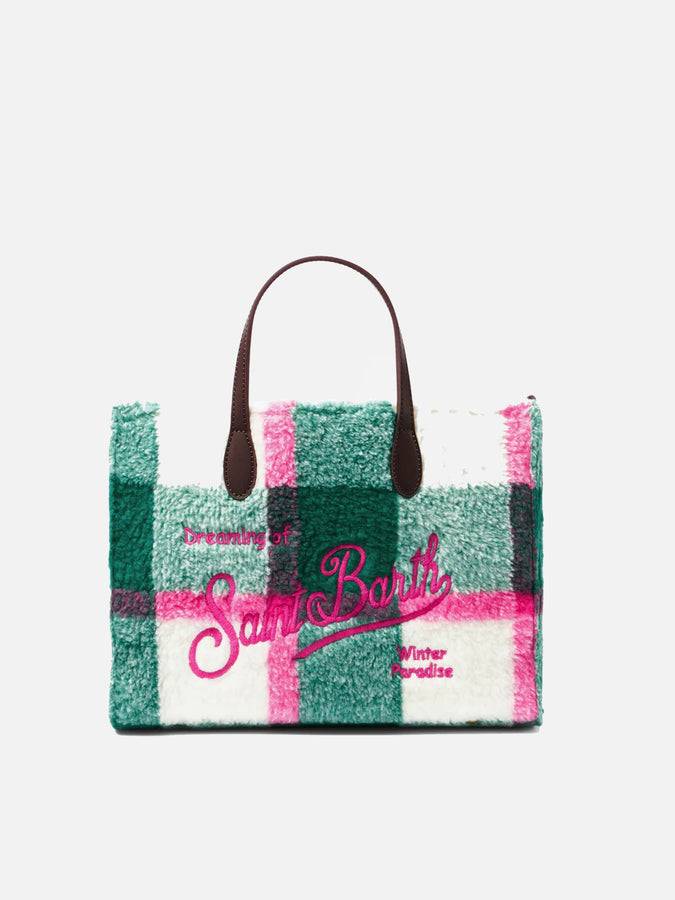 Mc2 Saint Barth Borsa a mano Vivian in sherpa con stampa check multicolor