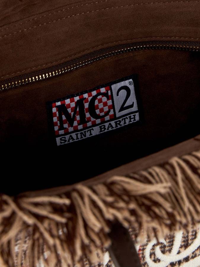Mc2 Saint Barth Borsa A Mano Wooly Colette Con Frange E Fantasia Principe Di Galles
