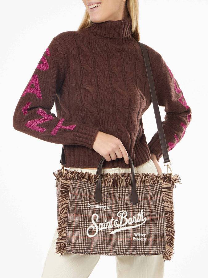 Mc2 Saint Barth Borsa A Mano Wooly Colette Con Frange E Fantasia Principe Di Galles