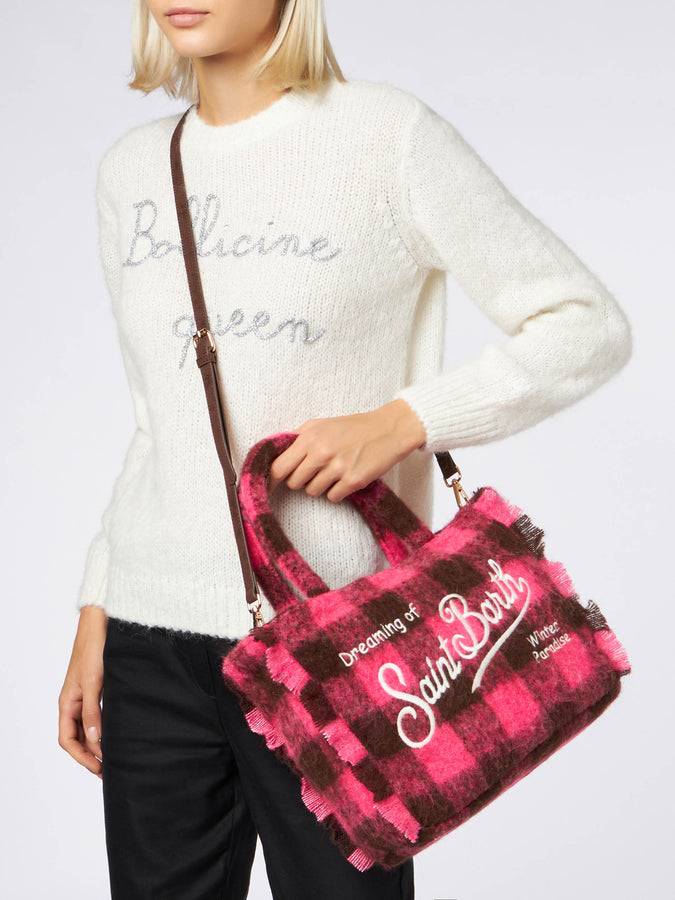 Mc2 Saint Barth Borsa A Mano Wooly Colette Con Frange E Motivo Check