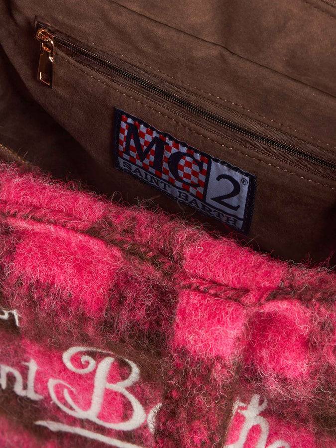 Mc2 Saint Barth Borsa A Mano Wooly Colette Con Frange E Motivo Check