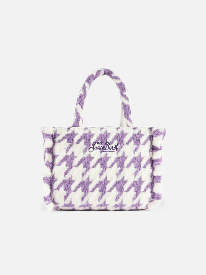 Mc2 Saint Barth Borsa A Mano Wooly Colette Con Frange E Motivo Pied De Poule