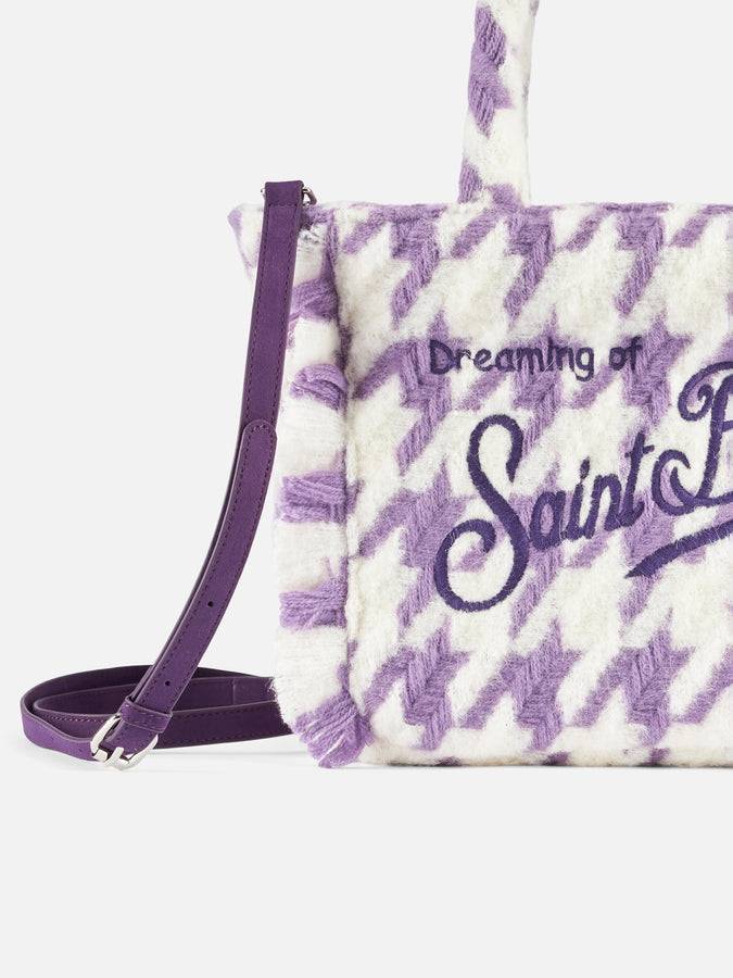 Mc2 Saint Barth Borsa A Mano Wooly Colette Con Frange E Motivo Pied De Poule