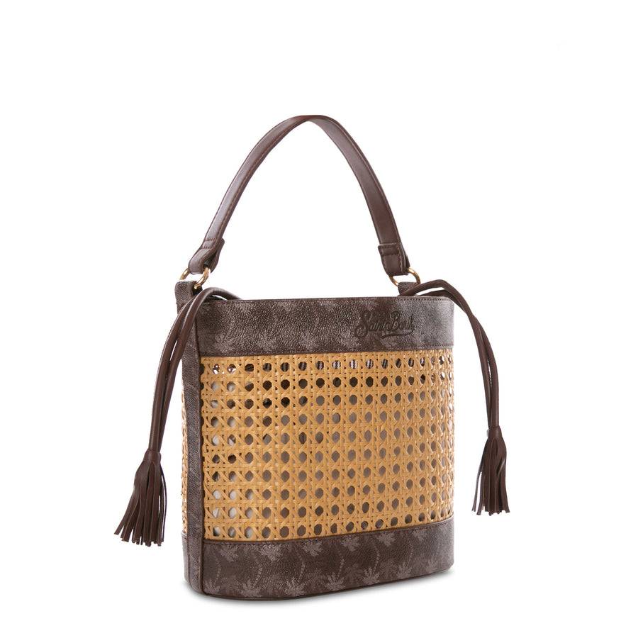 Mc2 Saint Barth Borsa A Secchiello In Paglia Con Dettagli Monogram Marroni