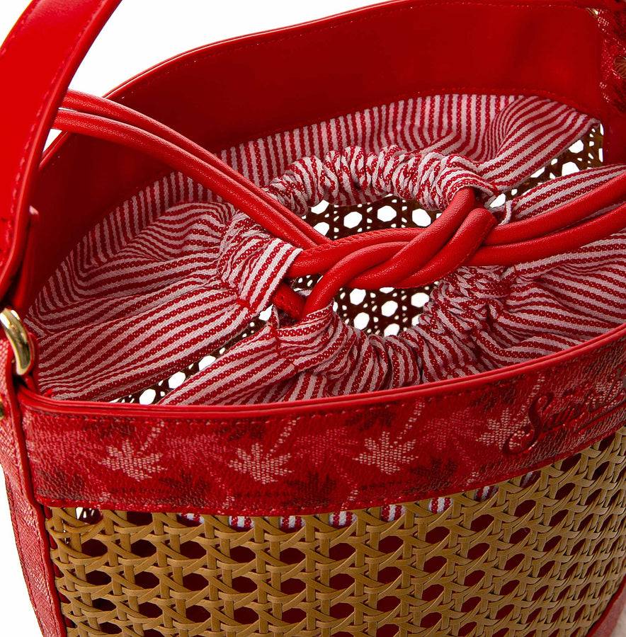 Mc2 Saint Barth Borsa A Secchiello In Paglia Con Dettagli Monogram Rossi