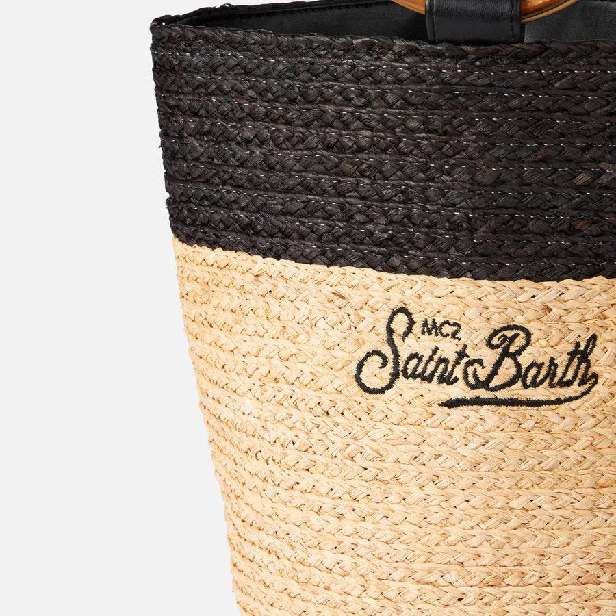 Mc2 Saint Barth Borsa A Secchiello In Rafia Con Manici In Bambù