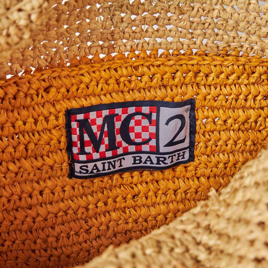 Mc2 Saint Barth Borsa A Secchiello In Rafia Con Righe Multicolore E Ricami