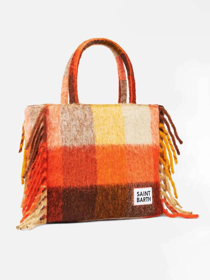 Mc2 Saint Barth Borsa A Spalla Coperta Vanity Con Check Multicolor E Frange