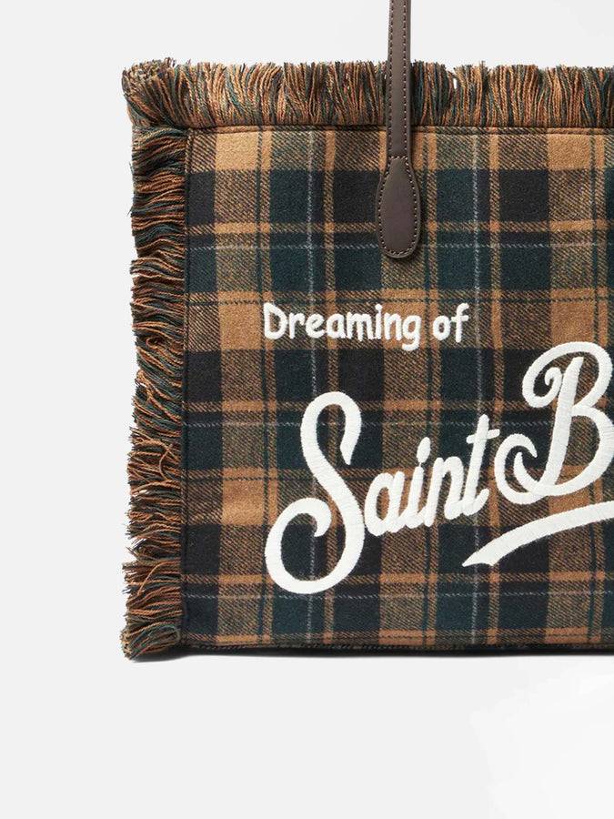 Mc2 Saint Barth Borsa A Spalla Vanity Con Fantasia Tartan Verde E Marrone