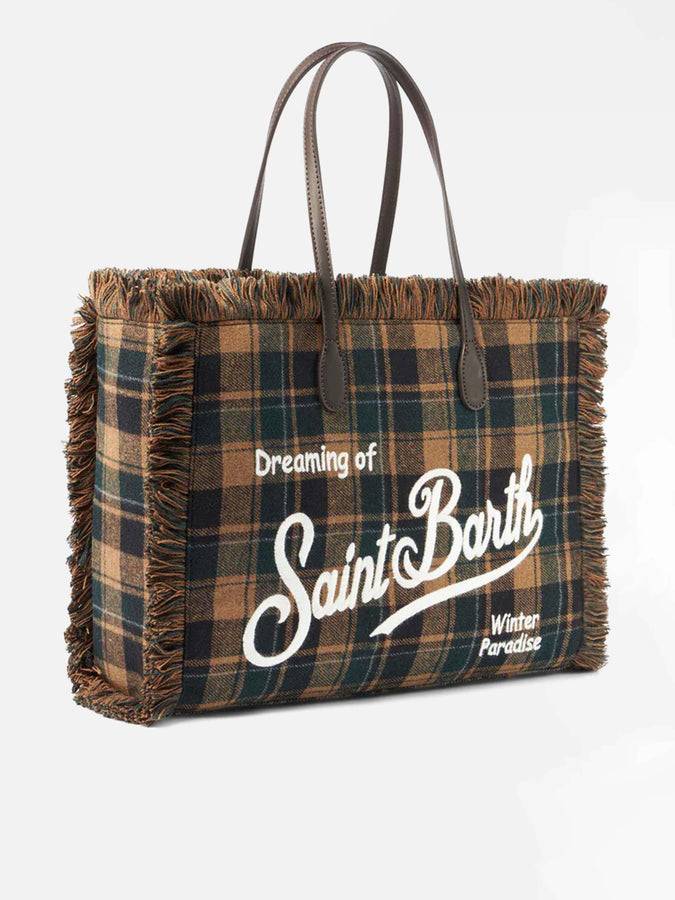 Mc2 Saint Barth Borsa A Spalla Vanity Con Fantasia Tartan Verde E Marrone
