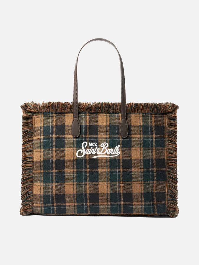 Mc2 Saint Barth Borsa A Spalla Vanity Con Fantasia Tartan Verde E Marrone