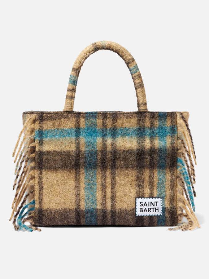 Mc2 Saint Barth Borsa a spalla Vanity con stampa tartan e frange