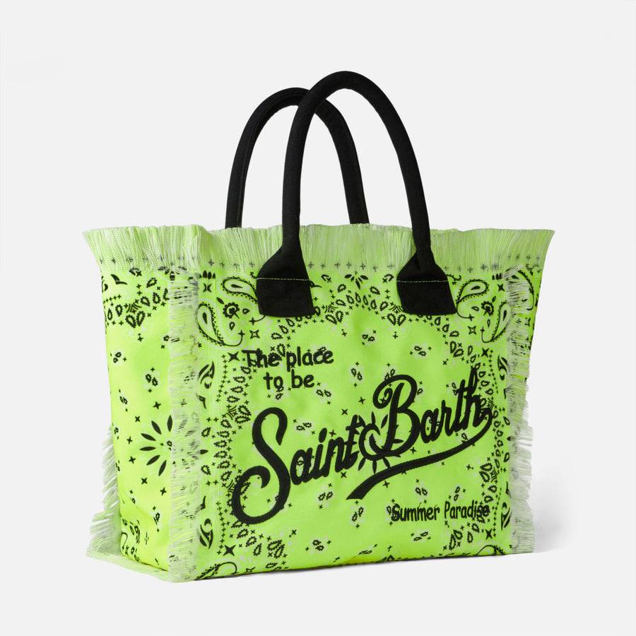 Mc2 Saint Barth Borsa A Spalla Vanity Giallo Fluo Con Stampa Bandana
