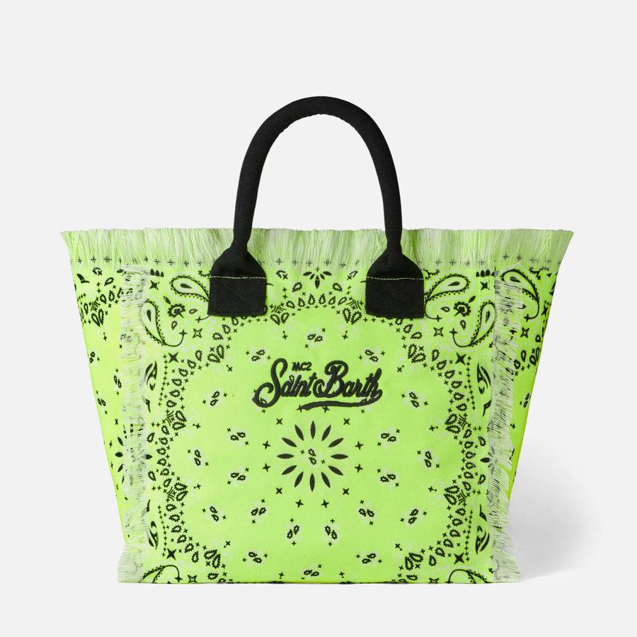 Mc2 Saint Barth Borsa A Spalla Vanity Giallo Fluo Con Stampa Bandana