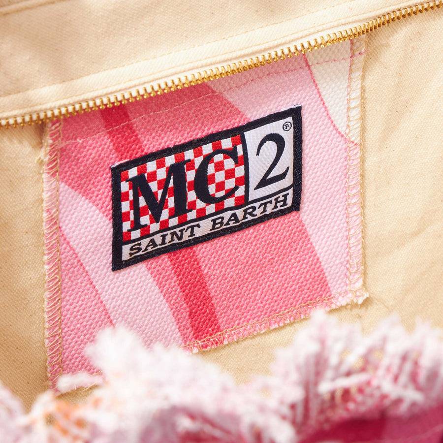Mc2 Saint Barth Borsa A Spalla Vanity In Canvas Con Onde Rosa