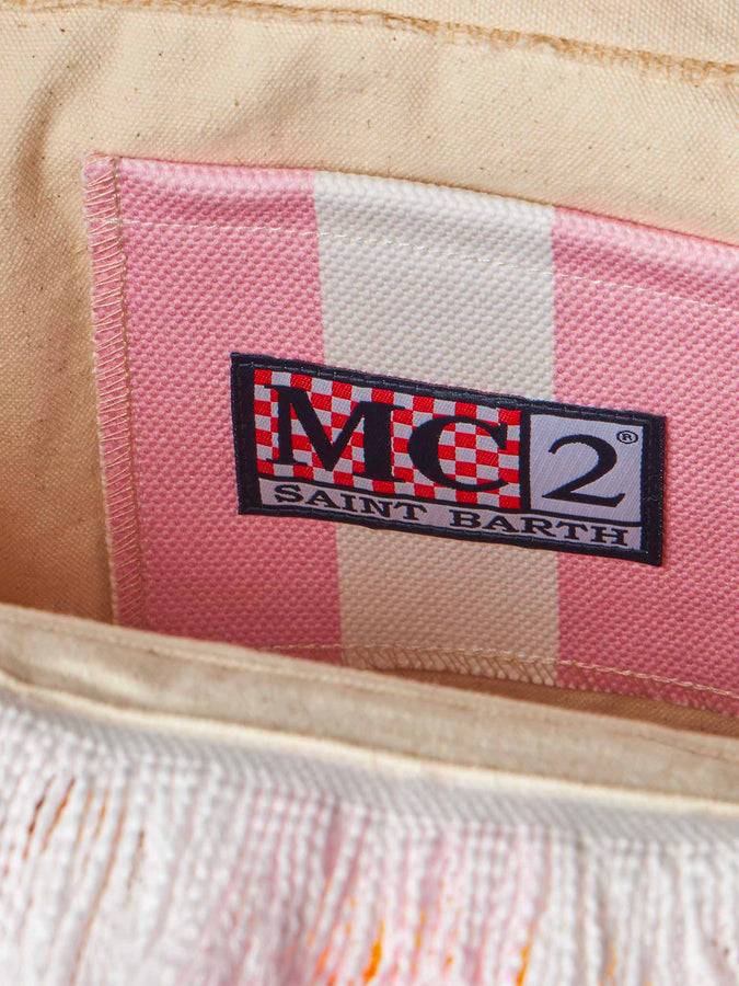 Mc2 Saint Barth Borsa A Spalla Vanity In Canvas Con Stampa A Righe Bianche E Rosa E Angeli Fiorucci | FIORUCCI SPECIAL EDITION