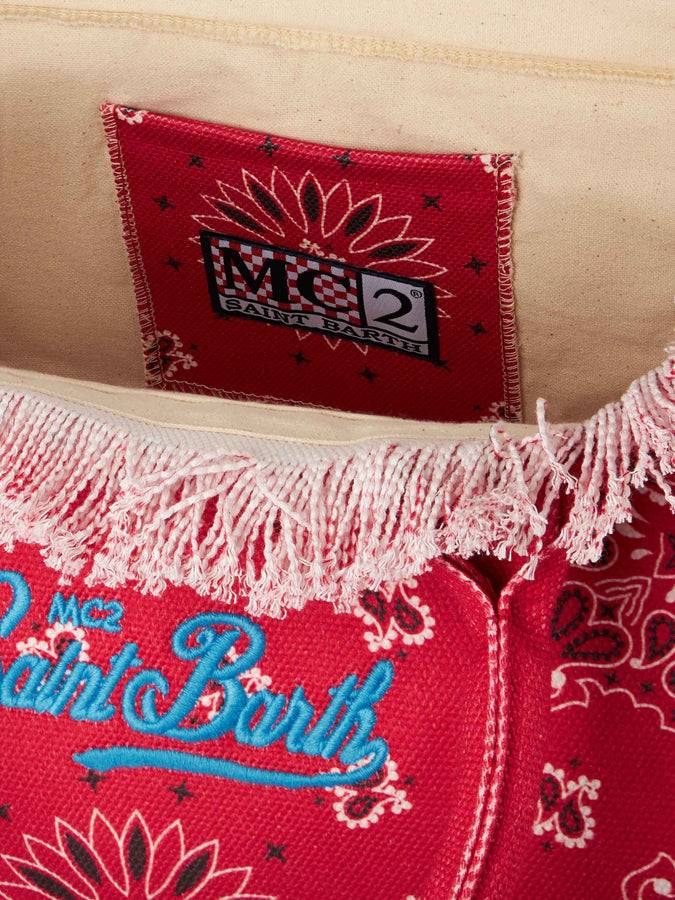 Mc2 Saint Barth Borsa A Spalla Vanity In Canvas Con Stampa Bandana Rossa
