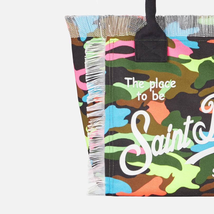 Mc2 Saint Barth Borsa A Spalla Vanity In Canvas Con Stampa Camouflage Fluo